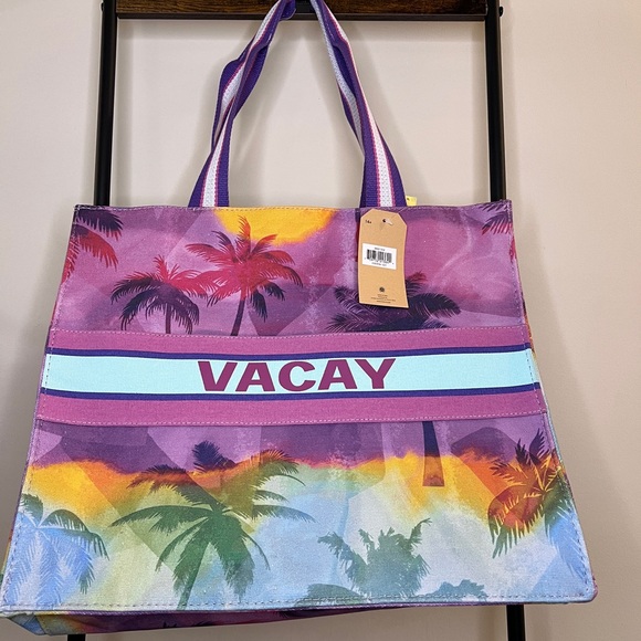 TWIG & ARROW Tote Bag VACAY Tropical Print - Picture 1 of 8